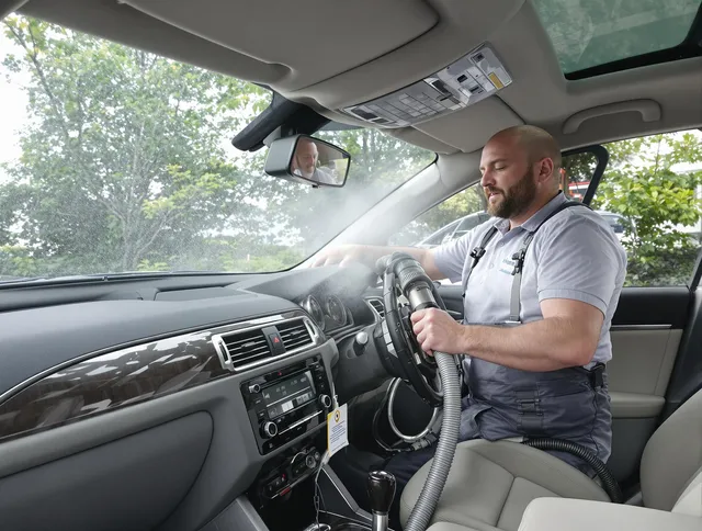 Stoneham Air Duct Cleaning specialist performing professional car duct cleaning in Stoneham