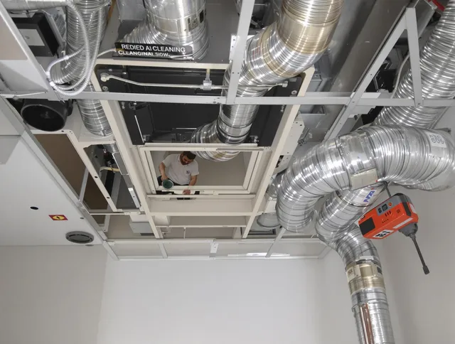 Stoneham Air Duct Cleaning technician performing detailed central duct system cleaning in Stoneham