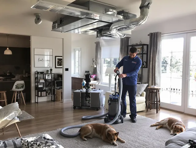 Stoneham Air Duct Cleaning technician performing detailed indoor duct cleaning for improved air quality in Stoneham